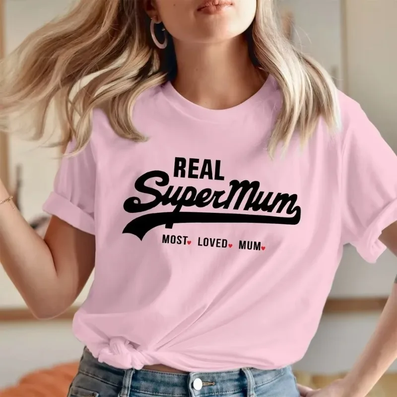 Women'S Real Y2K Fashion - 新しいファッション半袖クルーネックママY2K服リアルスーパーママスーパーヒーロー母の日Tシャツ最も愛されているママTシャツ原宿トップ