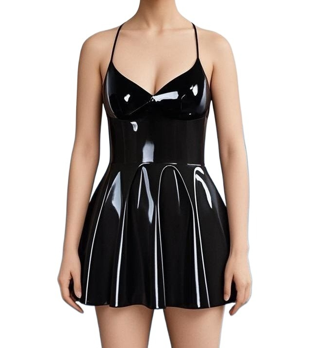 Pleated Skirt Women - 女性のセクシーなドレスプリーツスカートラテックスミニスカートオープンバックススカート