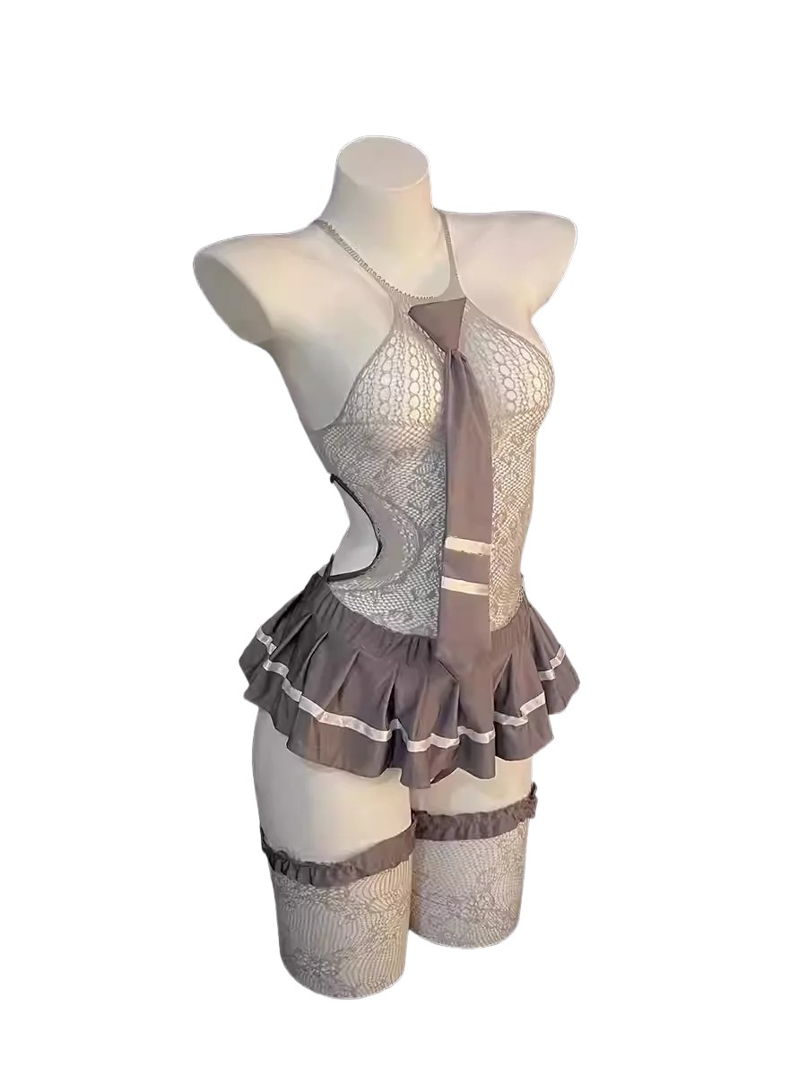 Pleated Skirt Women - セクシーで魅惑的な制服、エキゾチックな女性用セクシーランジェリーセット；レースアップロールプレイングJKタイ制服誘惑プリーツスカート