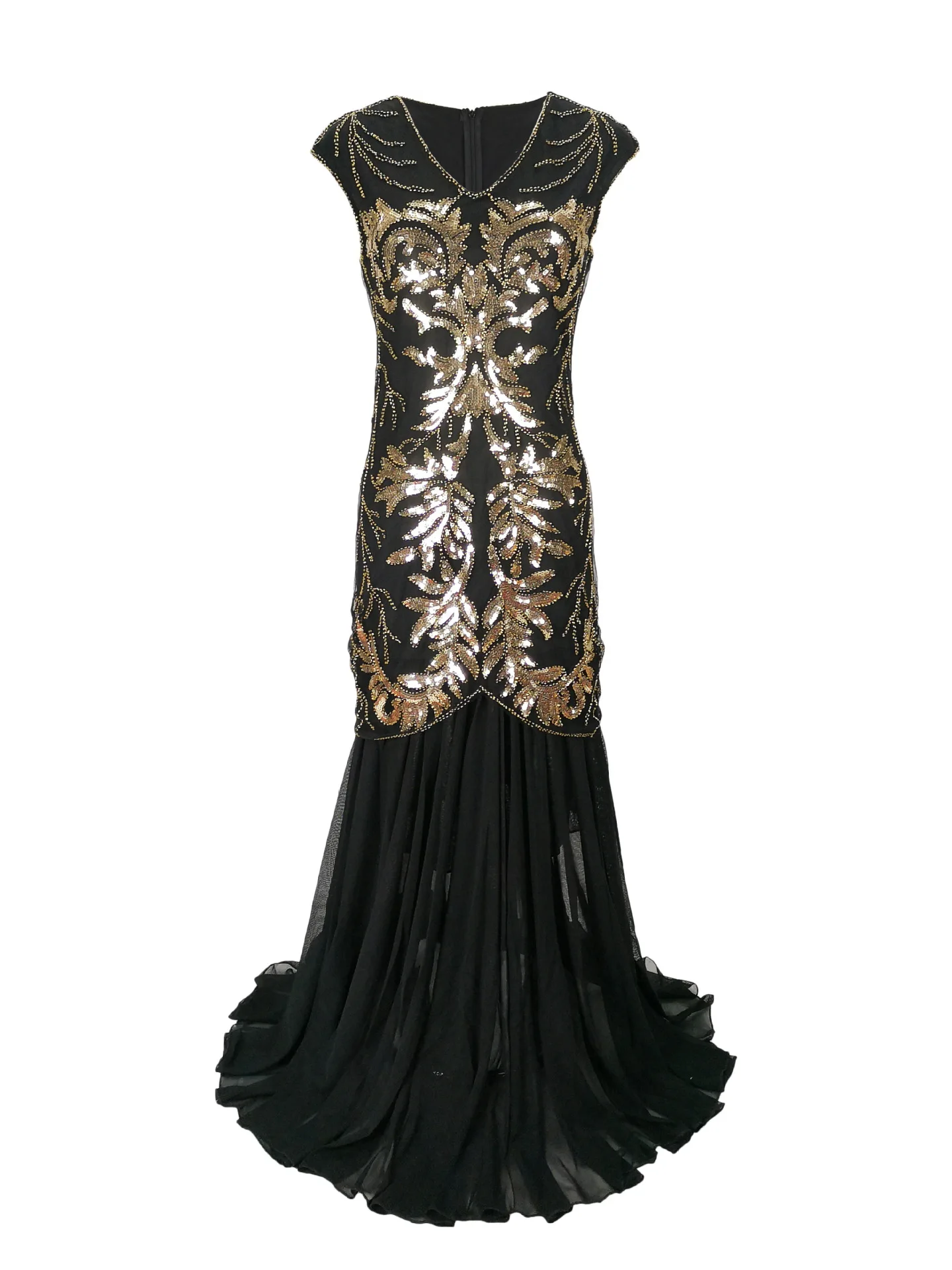 Women'S Fashion In 1920 - スパンコールシフォンドレス,長くてファッショナブルなウェディングドレス,スリムなデザイン,ヴィンテージ映画,1920