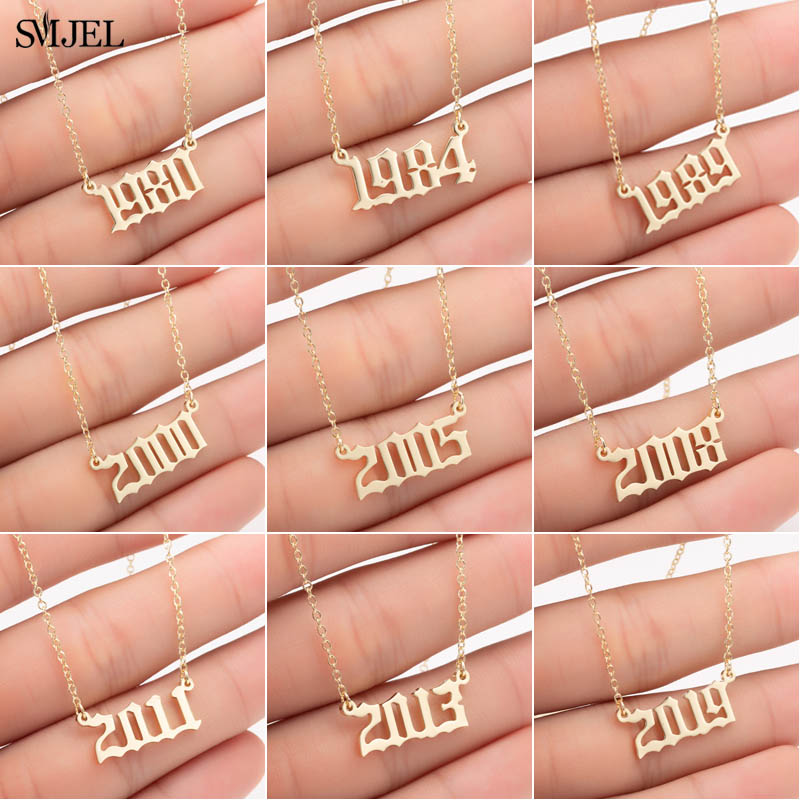 Women'S Fashion Year 2000 - Smjel-女性、誕生日プレゼント、誕生日、特別な日付、1982、1989、2000、1999、1980から2022のための年番号のネックレス