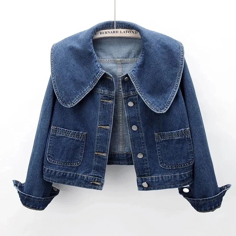 Women'S Fashion Denim Jacket - 女性用長袖デニムジャケット,カジュアルなショートコート,アウターウェア,新しい秋のコレクション2022