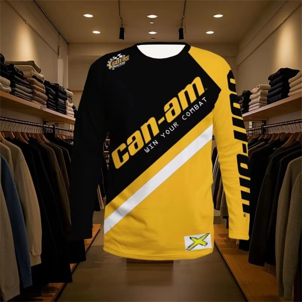 Women'S Fashion Day - バイクレース用長袖ラウンドネックTシャツ、男女兼用、ファッショナブルなCan Amチーム長袖Tシャツ、スポーツメンズウェア