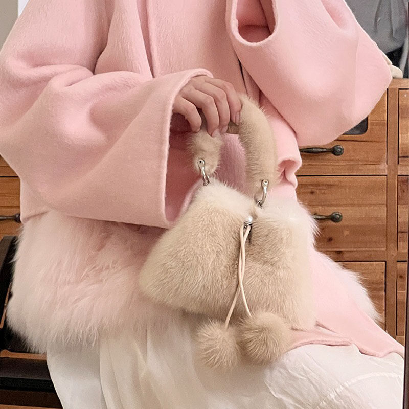 Y2K リアルミンクファーハンドバッグ女性のファッションデザ - Women'S Real Y2K Fashion のレビューと価格
