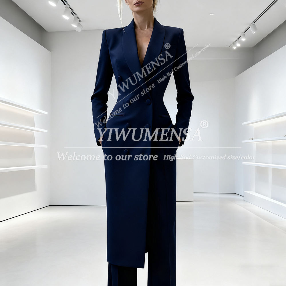 エレガントなレディーススーツ、ツーピース、ダブルブレスト、ピ - Women'S Fashion Blazer のレビューと価格