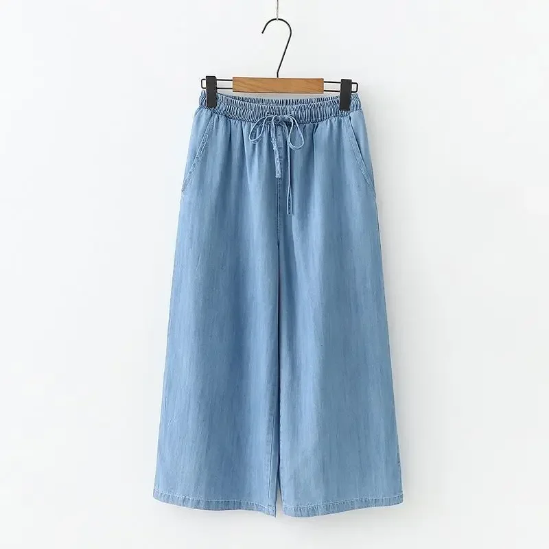 ファッションコットンブルーカーフレングスジーンズパンツママ弾 - Mom Jeans Women のレビューと価格