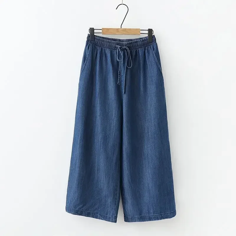 ファッションコットンブルーカーフレングスジーンズパンツママ弾 - Mom Jeans Women のレビューと価格