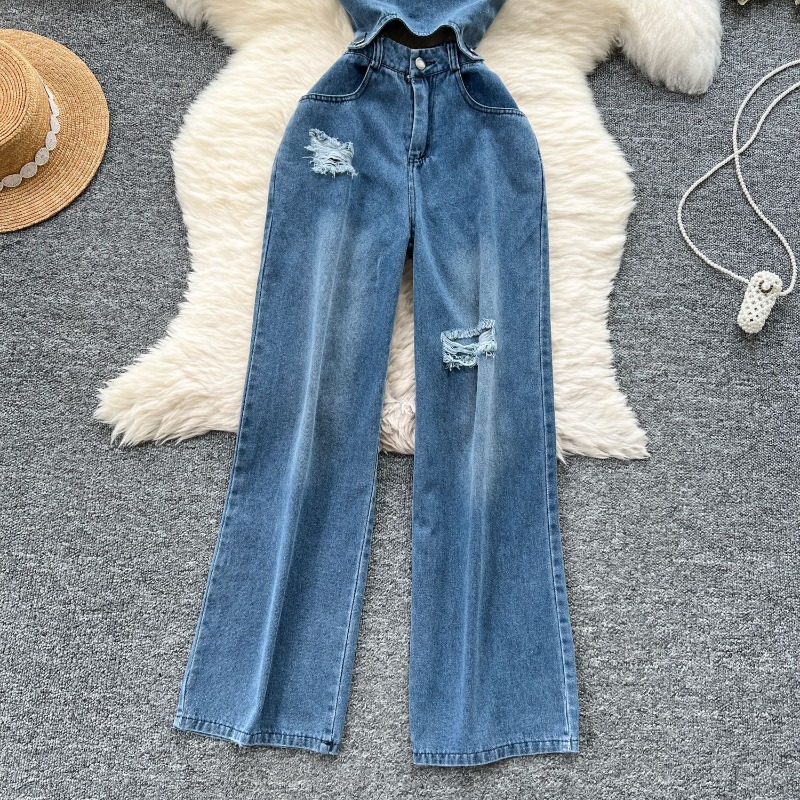 デニムジャンプスーツ レディース ワンピース ストラップレス - Mom Jeans Women のレビューと価格