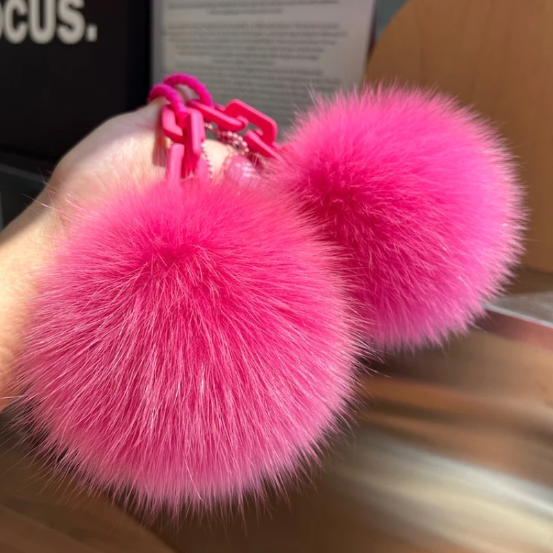 女性のためのキツネの毛皮のキーホルダー,ぬいぐるみ,ハンドバ - Women'S Real Y2K Fashion のレビューと価格