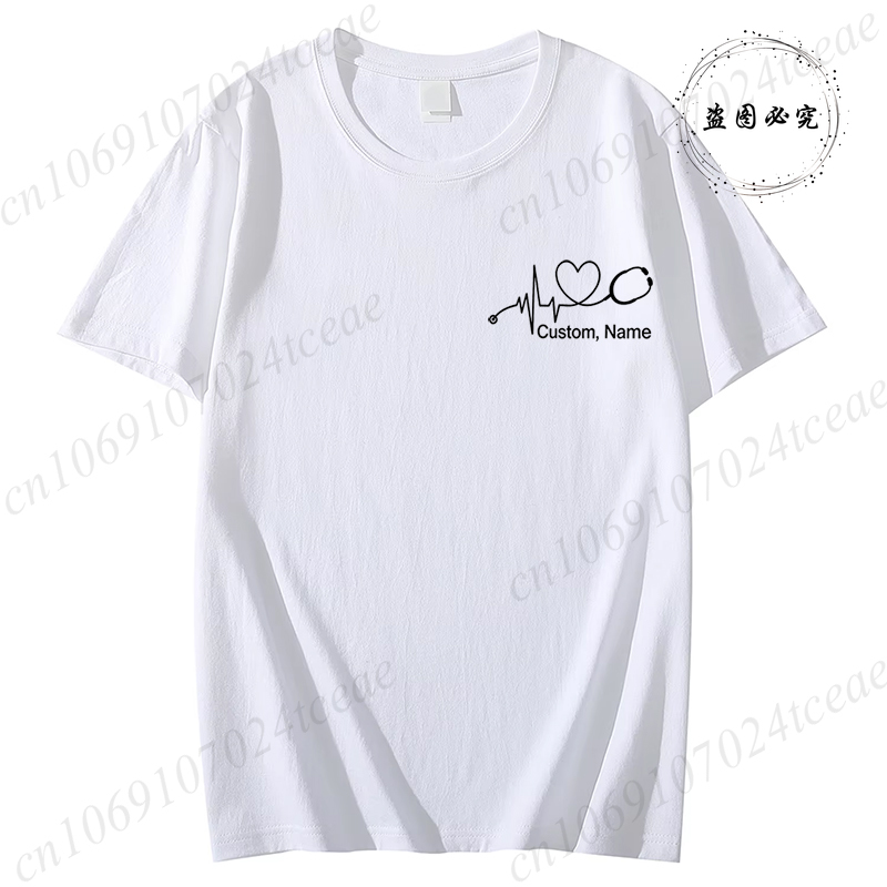 カスタム名ナースシャツ聴診器心拍 RN Tシャツ女性男性服夏 - Women Fashion Names のレビューと価格