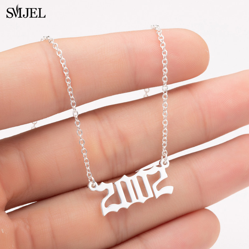 個性的な誕生年番号ネックレス 女性用 1985 1996 1 - Women'S Fashion Year 2000 のレビューと価格