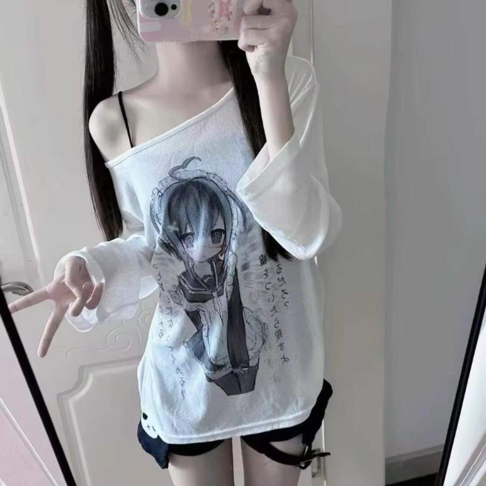 原宿グラフィック Tシャツアニメガールプリント Tシャツ Y - Women'S Fashion From The 90S のレビューと価格