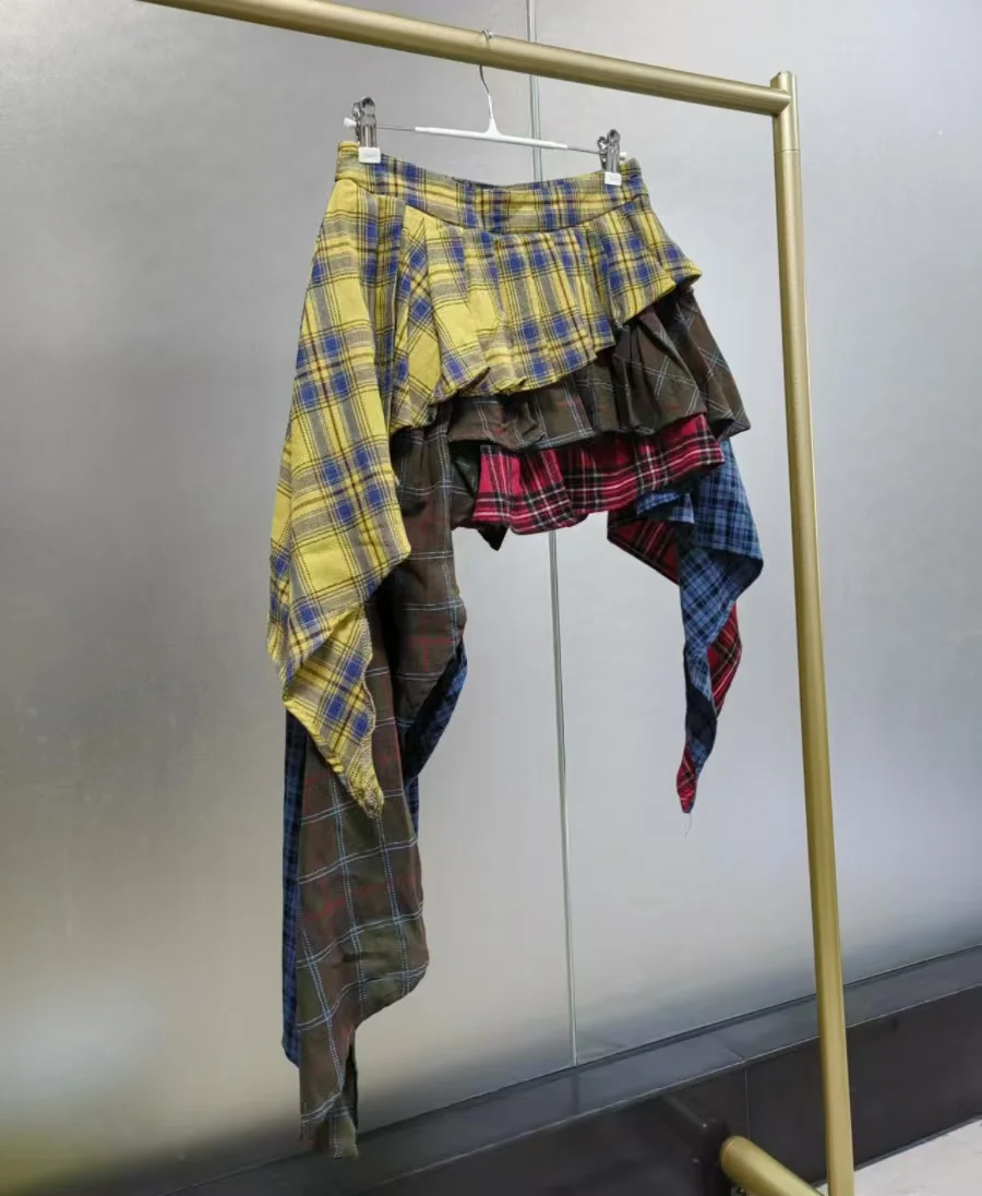 リアルフォト秋のトレンド新ファッション綿チェック柄パッチワー - Women'S Real Y2K Fashion のレビューと価格