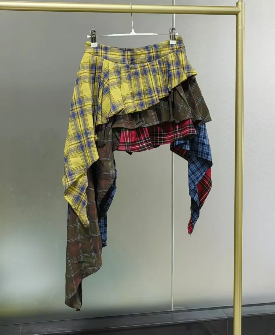 リアルフォト秋のトレンド新ファッション綿チェック柄パッチワー - Women'S Real Y2K Fashion のレビューと価格