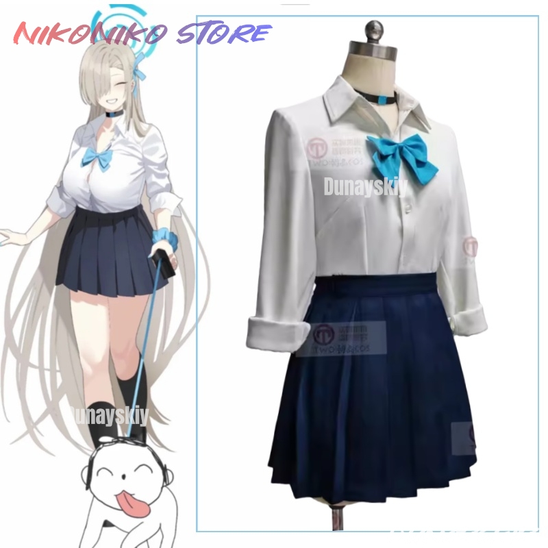 ゲームブルーアーカイブコスプレ一ノ瀬アスナ衣装衣装白シャツネ - Pleated Skirt Women のレビューと価格