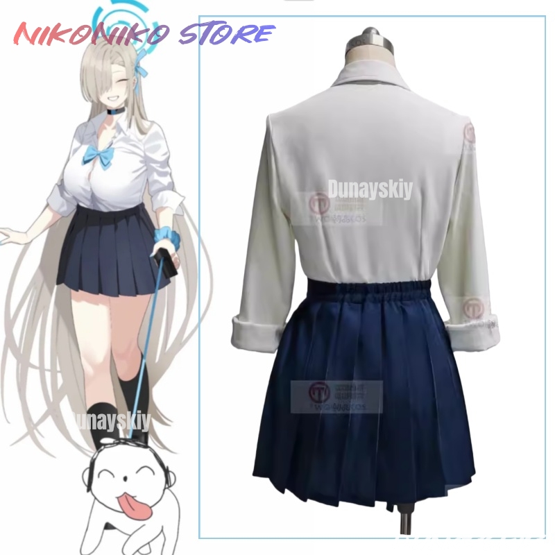 ゲームブルーアーカイブコスプレ一ノ瀬アスナ衣装衣装白シャツネ - Pleated Skirt Women のレビューと価格