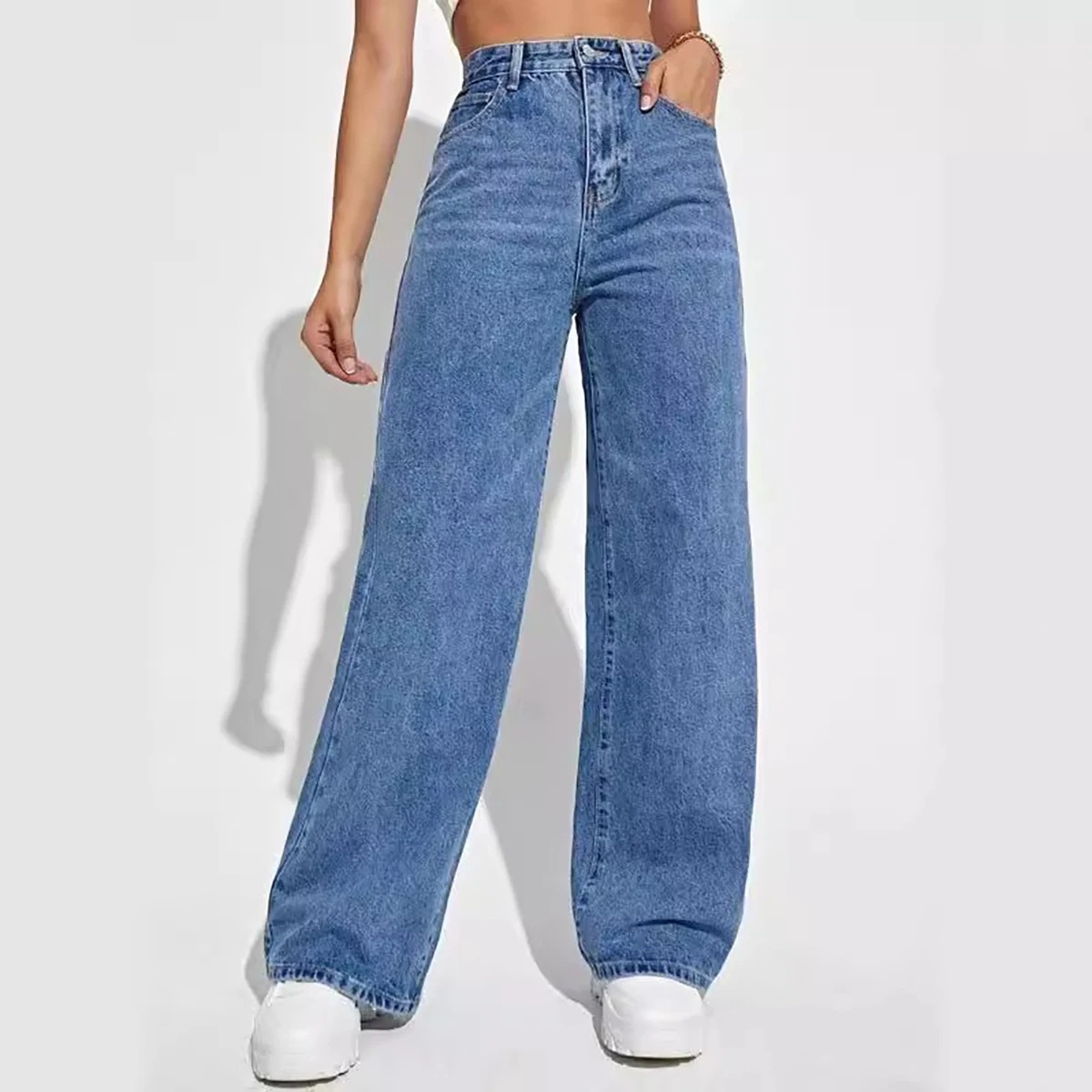 ファッションレトロブルージーンズ女性 y2k ハイストリート - Mom Jeans Women のレビューと価格