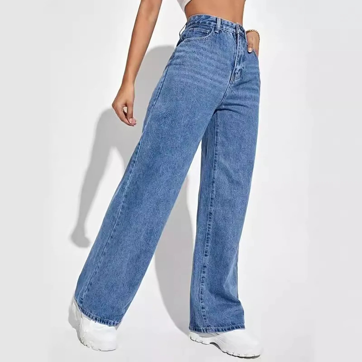 ファッションレトロブルージーンズ女性 y2k ハイストリート - Mom Jeans Women のレビューと価格