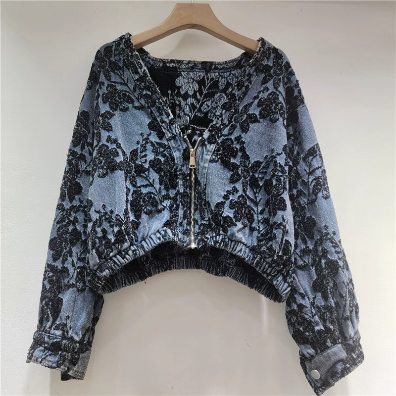 ファッションジャカードショートデニムジャケット女性ルーズ V - Women'S Fashion Denim Jacket のレビューと価格
