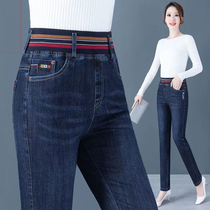 女性用厚手のペンシルジーンズ,裏地付きデニムパンツ,カジュア - Mom Jeans Women のレビューと価格