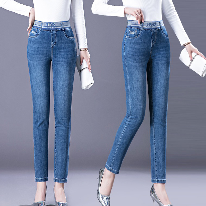 女性用厚手のペンシルジーンズ,裏地付きデニムパンツ,カジュア - Mom Jeans Women のレビューと価格