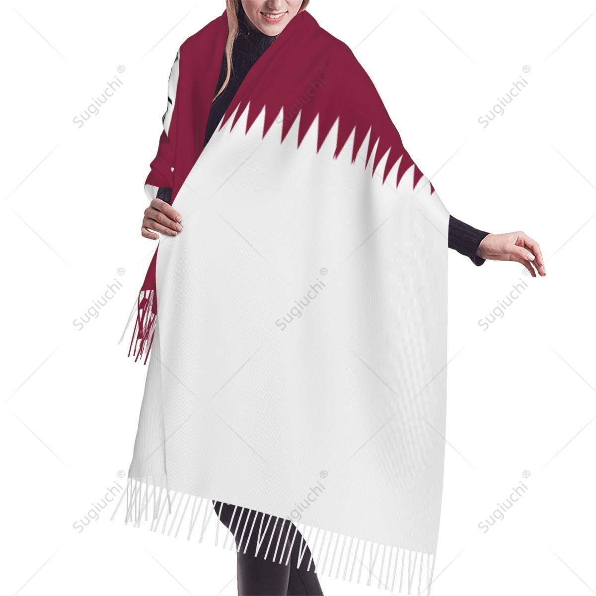 カタールエンブレム旗スカーフパシュミナ暖かいスカーフショール - Women Fashion Qatar のレビューと価格