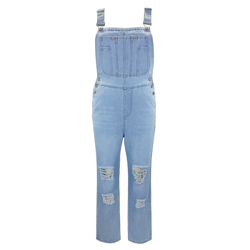女性用ブルーデニムジャンプスーツ,透かし彫りロンパース,カジ - Mom Jeans Women のレビューと価格