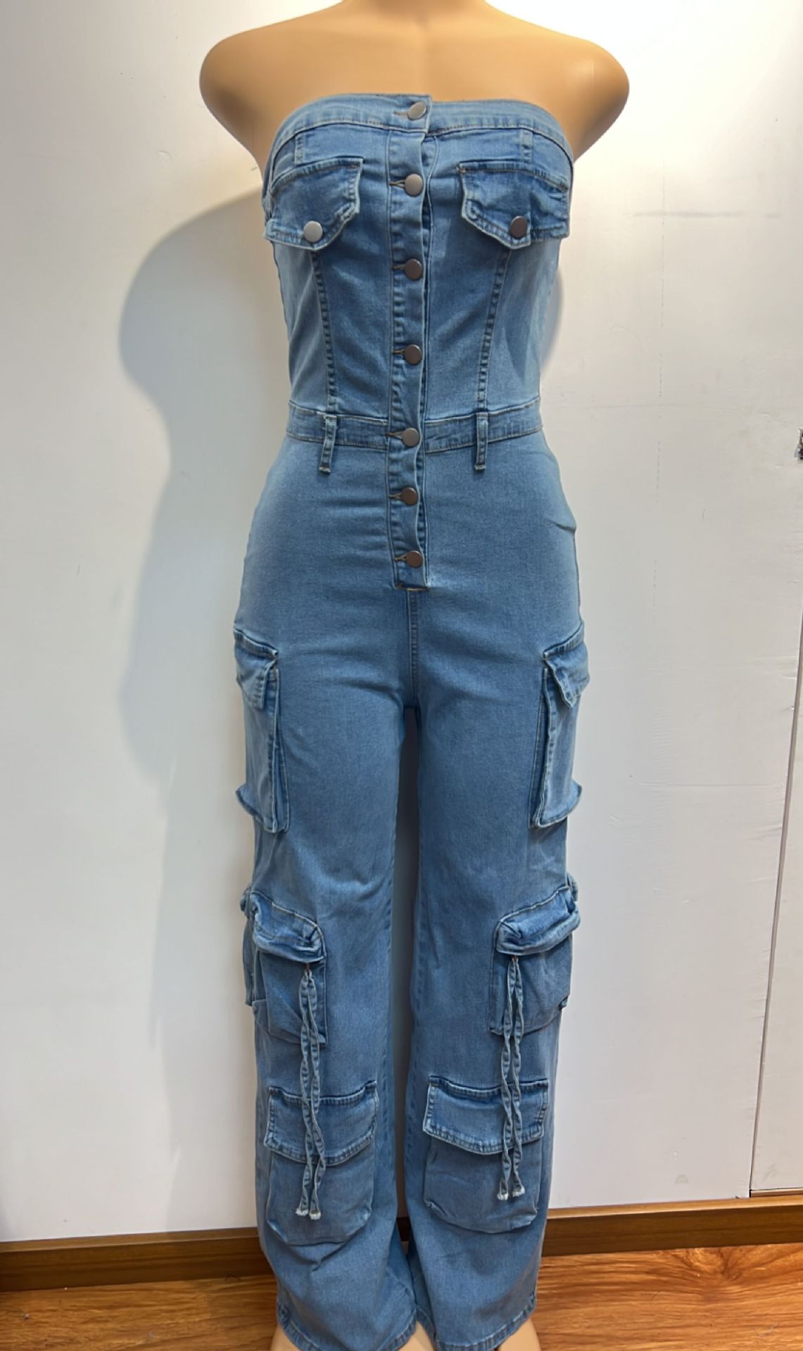 ジャンプスーツ女性ストラップレスワンピースデミンオーバーオー - Mom Jeans Women のレビューと価格