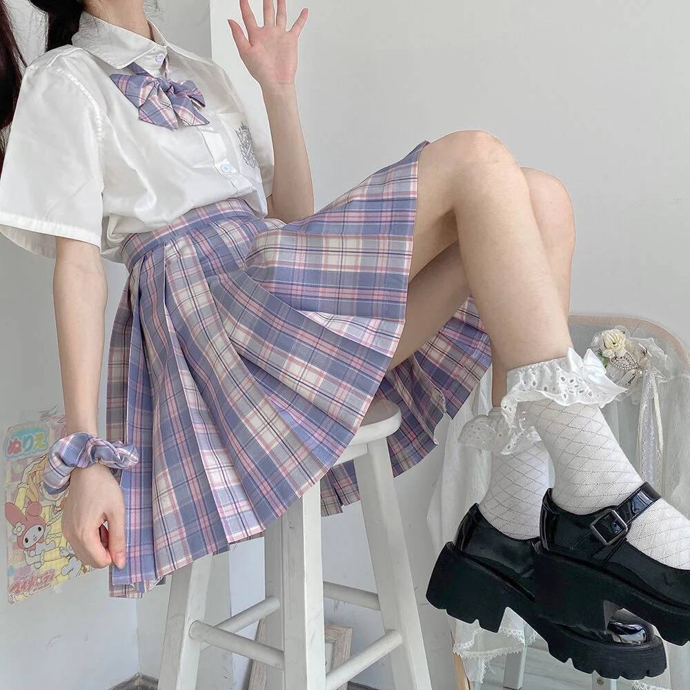 女性 JK ミニスカート日本ハイウエスト学生制服夏ゴシックプ - Pleated Skirt Women のレビューと価格