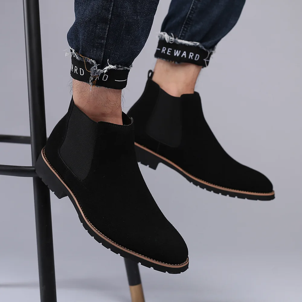 メンズアンクルブーツ、ブリティッシュスタイル、スエードレザー - Women'S Fashion Business Casual のレビューと価格
