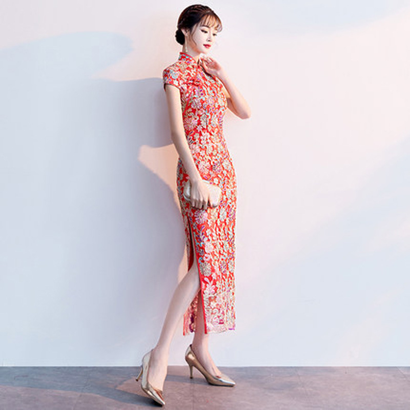 レディースドレスファッション中国風のエレガントなロング袍ウェ - Xxl Women Fashion のレビューと価格