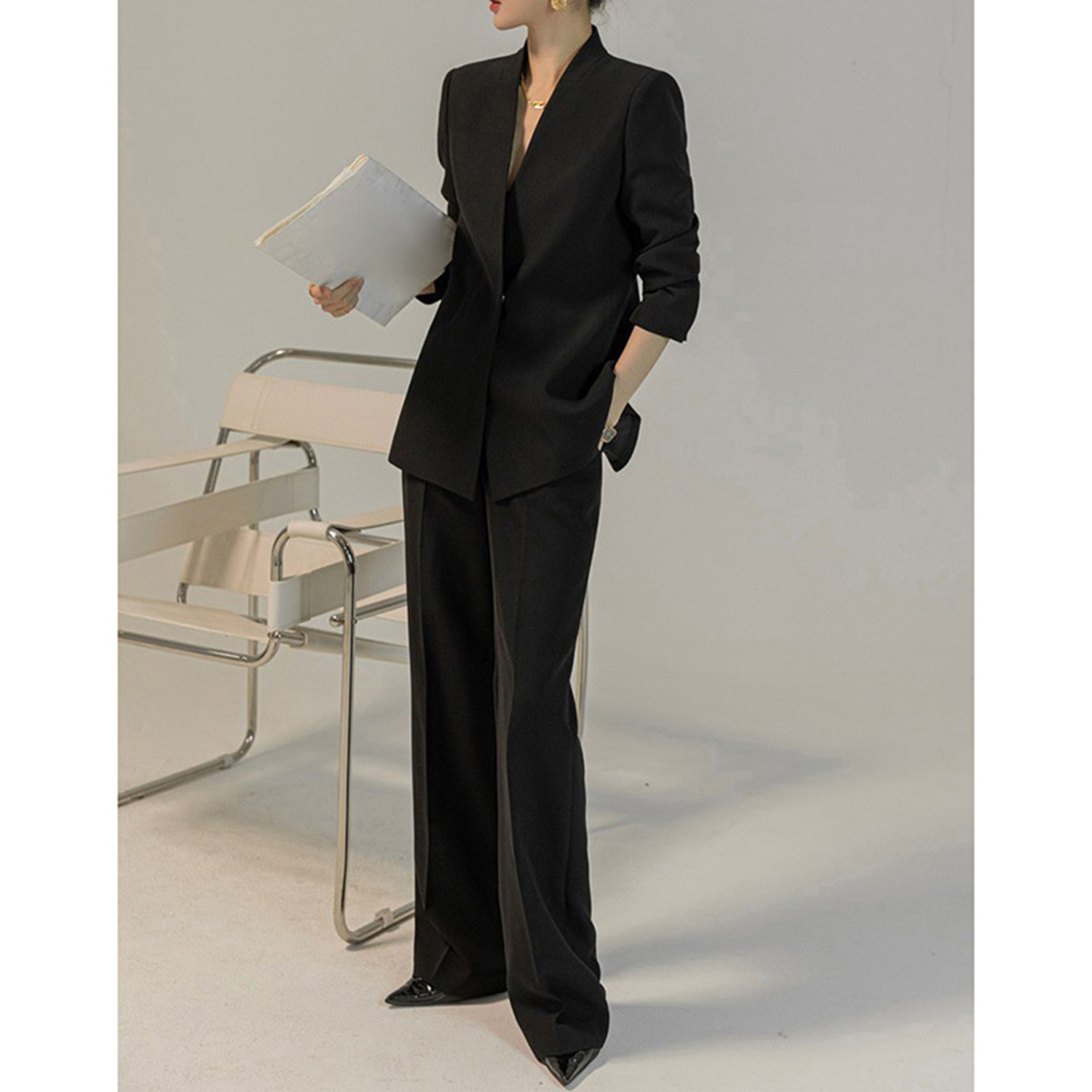 アリンジェントル レディーススーツ パンツスーツ 2ピース  - Women'S Fashion Blazer のレビューと価格