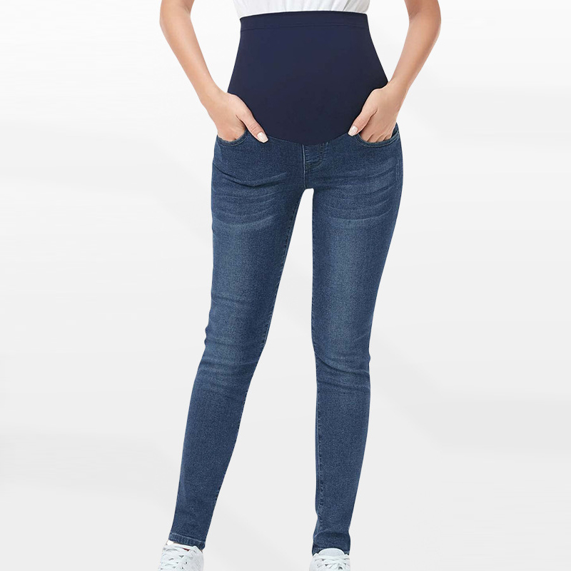 ハイウエストマタニティジーンズタイト秋冬妊婦用伸縮性ウエスト - Mom Jeans Women のレビューと価格