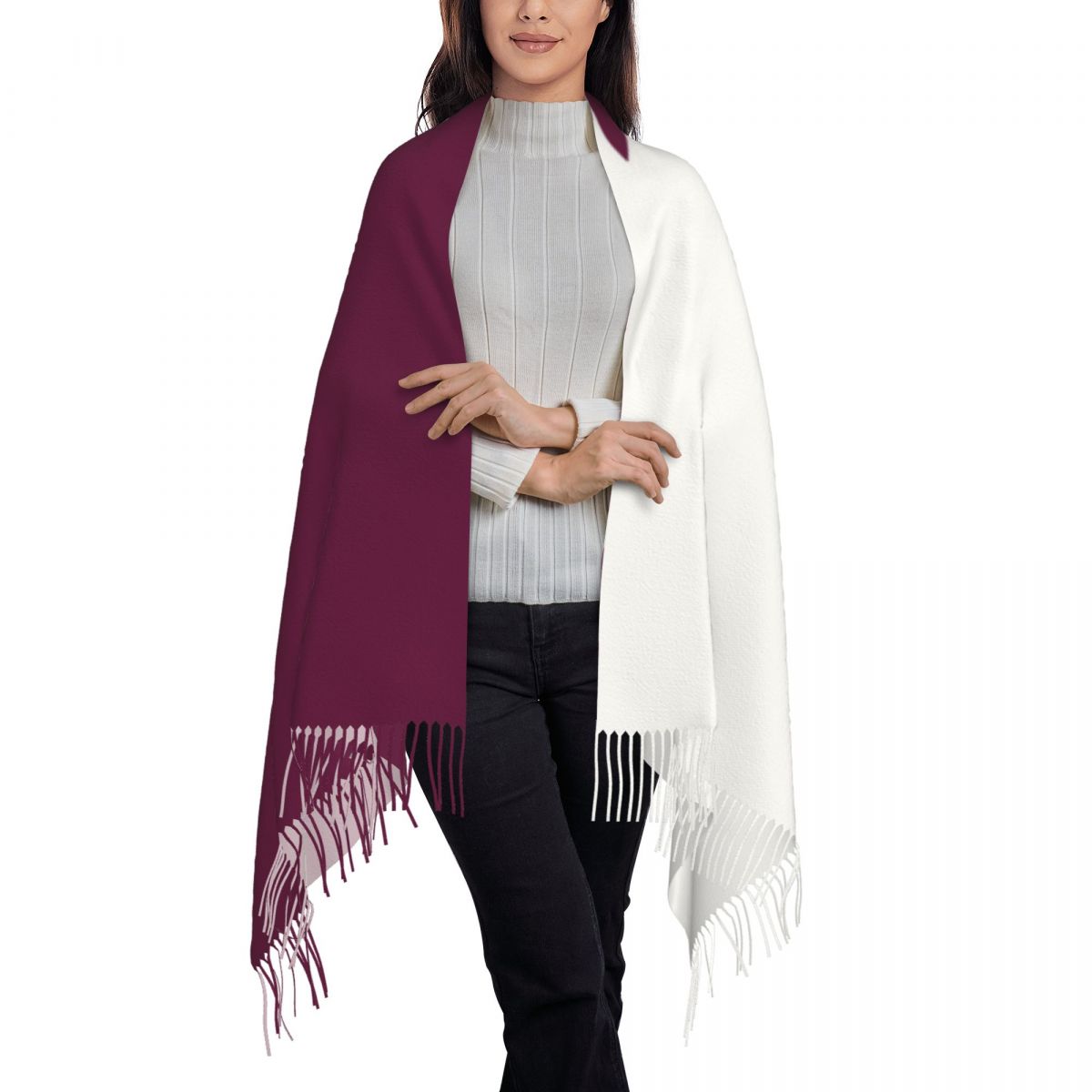 カタール国旗 レディース タッセル ショール スカーフ ファ - Women Fashion Qatar のレビューと価格