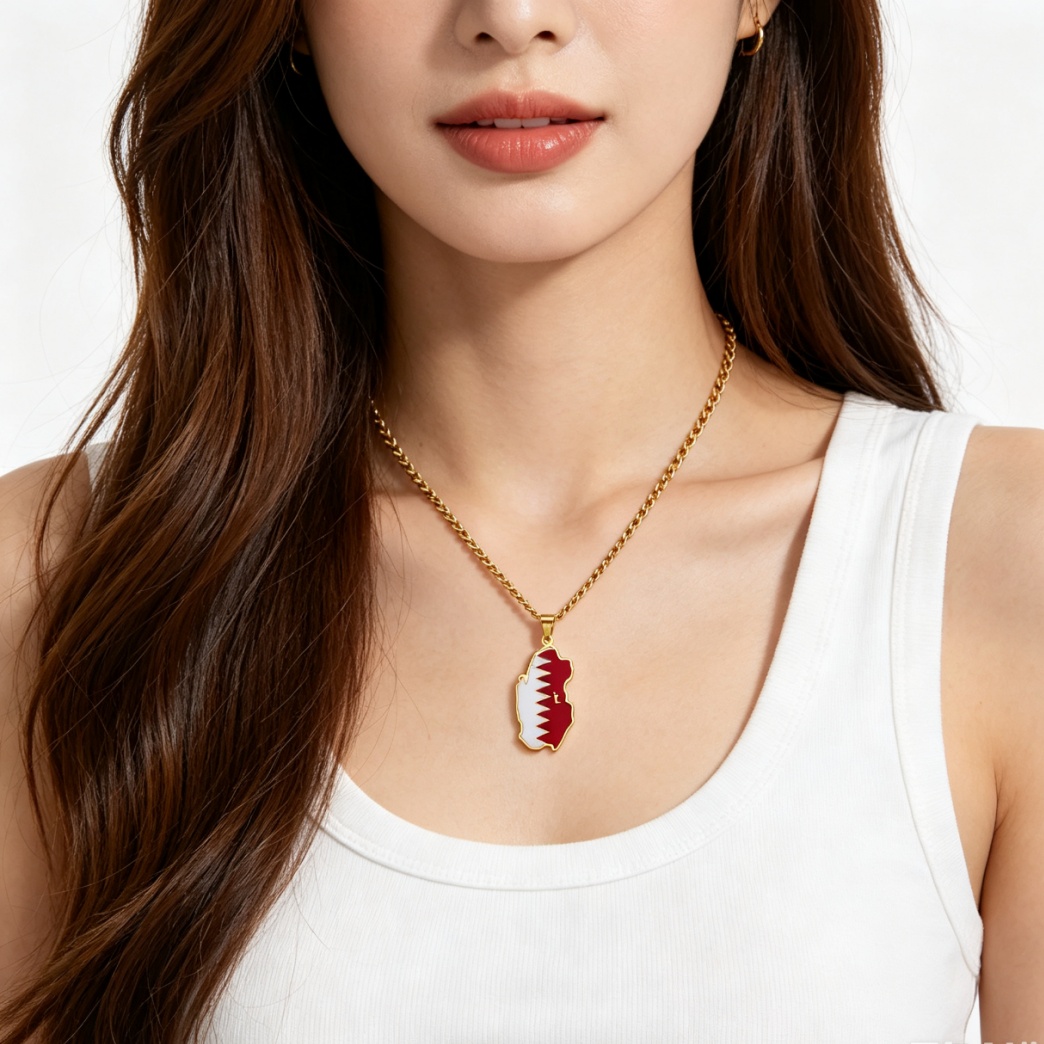 ドリップオイルカタールマップネックレス 女性男性用 ステンレ - Women Fashion Qatar のレビューと価格