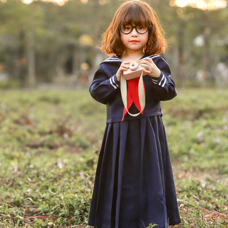 こどもの日 日本の学校スタイル ディープブルー 長袖プリーツ - Pleated Skirt Women のレビューと価格
